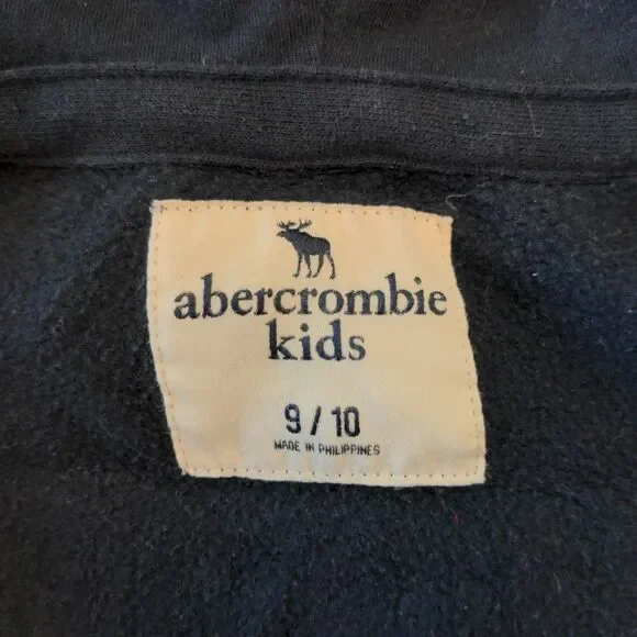 Abercrombie Kids Full Zip Hoodie Size 9/10 Black Large Back Logo Soft Sweatshirt - Picture 10 of 10